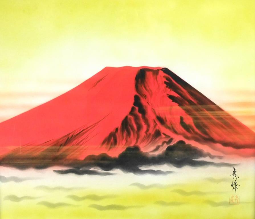 日本画 秀峰作 日本画「赤富士」 Yahoo!オークション 「赤富士 (絵画) 日本画」日本画 の落札 日本画