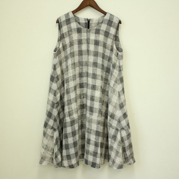 PT00192] DAMA collection ワンピース 大きいサイズ リネン グレー系