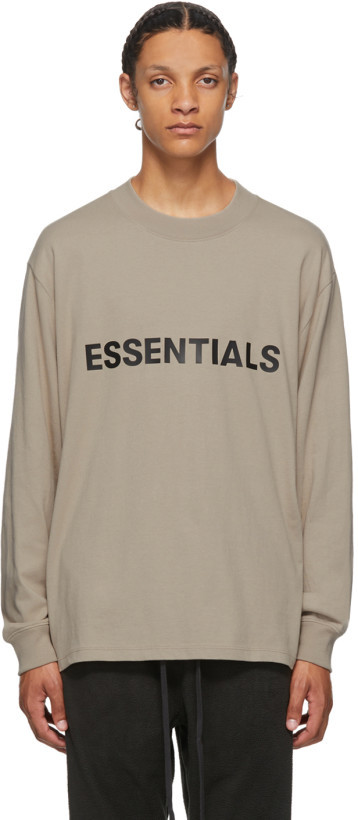 【本物保証，品質保証】 正規 FOG Fear Of God Essentials Long Sleeve T-Shirt Tan Lサイズ /エッセンシャルズ/ロゴ/長袖/Tシャツ/タン/ベージュ(文字、ロゴ)｜売買されたオークション情報、yahooの商品情報をアーカイブ公開 - オー Lサイズ