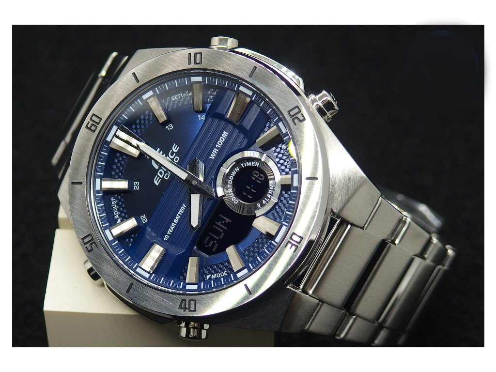 【1円】日本未発売新品正規カシオCASIOエディフィスEDIFICE10年電池10気圧防水ダイバー銀シルバー×青ブルー男性メンズ腕時計ギフト_4