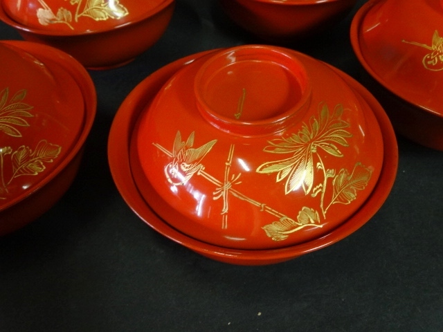 輪島塗 吸物椀 木製 漆器 蒔絵 食器 九客 蓋付 木製漆器 沈金 蓋物椀