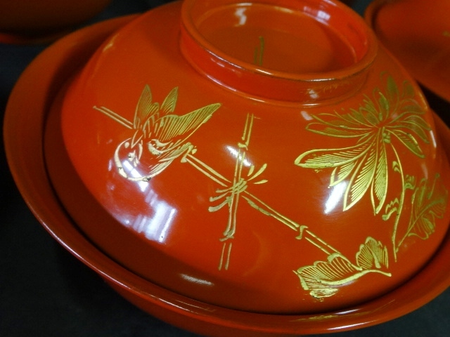 輪島塗 吸物椀 木製 漆器 蒔絵 食器 九客 蓋付 木製漆器 沈金 蓋物椀