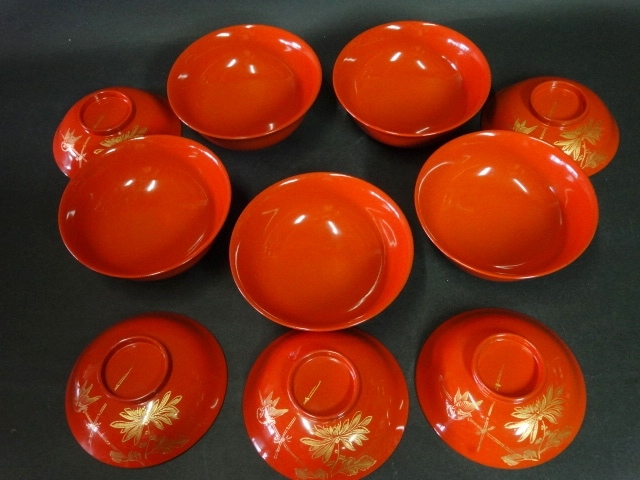 輪島塗 吸物椀 木製 漆器 蒔絵 食器 九客 蓋付 木製漆器 沈金 蓋物椀