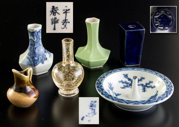 煎茶道具 茶道具 平安春峰 公洋 箸瓶 箸立いろいろ 香立 計六点