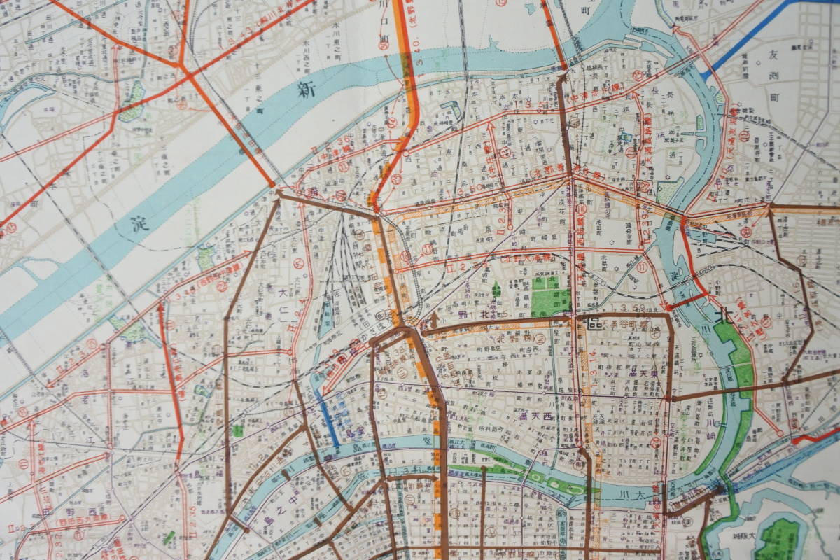 戦前昭和9年☆大阪都市計画図⁄地図☆大阪市役所 彩色『大阪 –