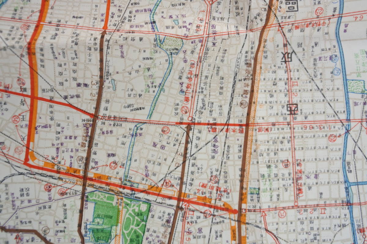 戦前昭和9年☆大阪都市計画図⁄地図☆大阪市役所 彩色『大阪 –