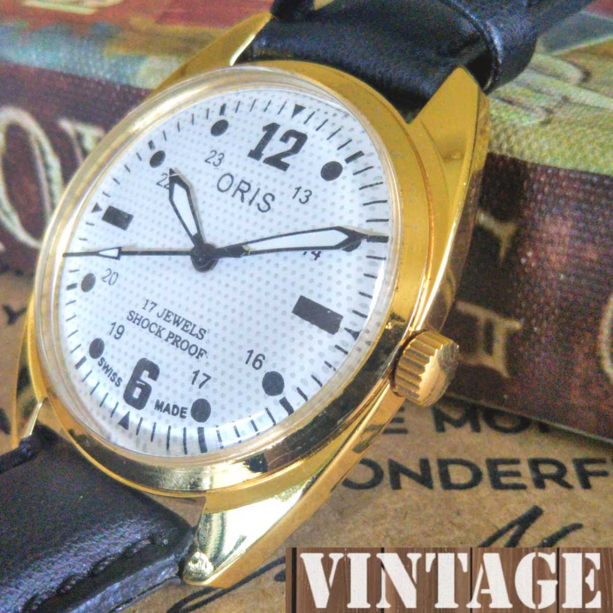 1点限り ☆ 美品 オリス ORIS メンズ 腕時計 手巻き アナログ ゴールド