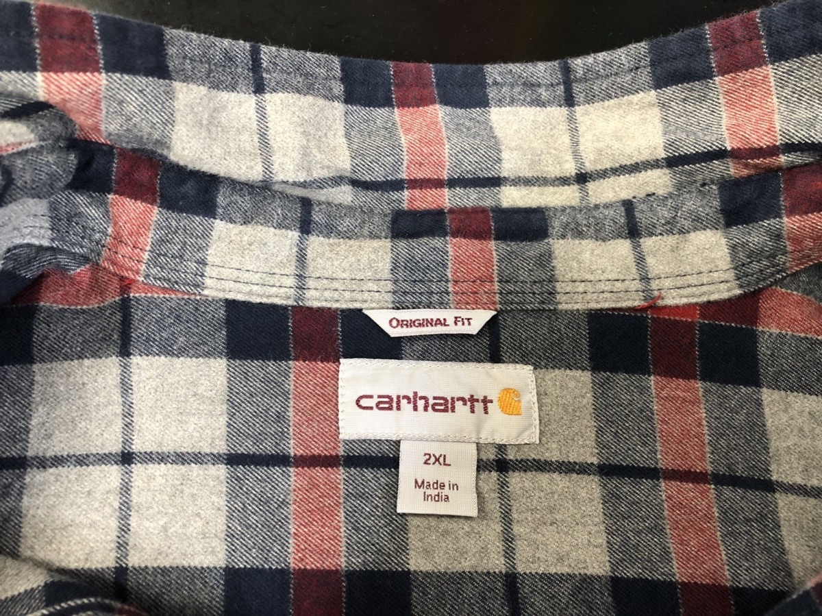 カーハート USA製 長袖 TALL 90年頃製 フランネル USA古着　カーハート　XL　デッドストック　長袖シャツ　ボタンシャツ　ネルシャツ　胸ポケット　ワンポイント　ロゴ　刺繍　チェック柄　