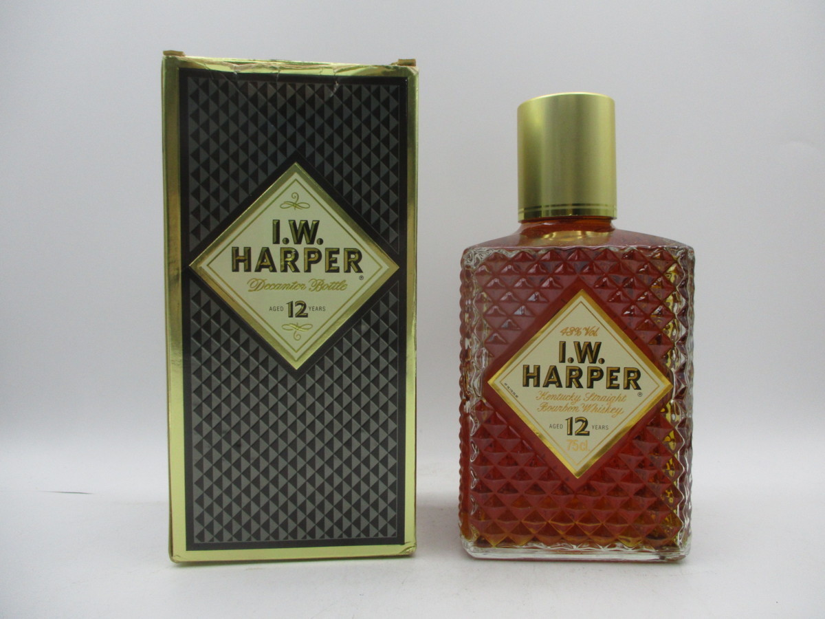 新作入荷，定番人気 同梱OK商品 I.W.HARPER ハーパー 12年 クリスタル デキャンタ バーボン ウイスキー 750ml 43% 箱付 未開栓 古酒 E47160 #7(バーボン)｜売買されたオークション情報、yahooの商品情報をアーカイブ公開 - バーボン