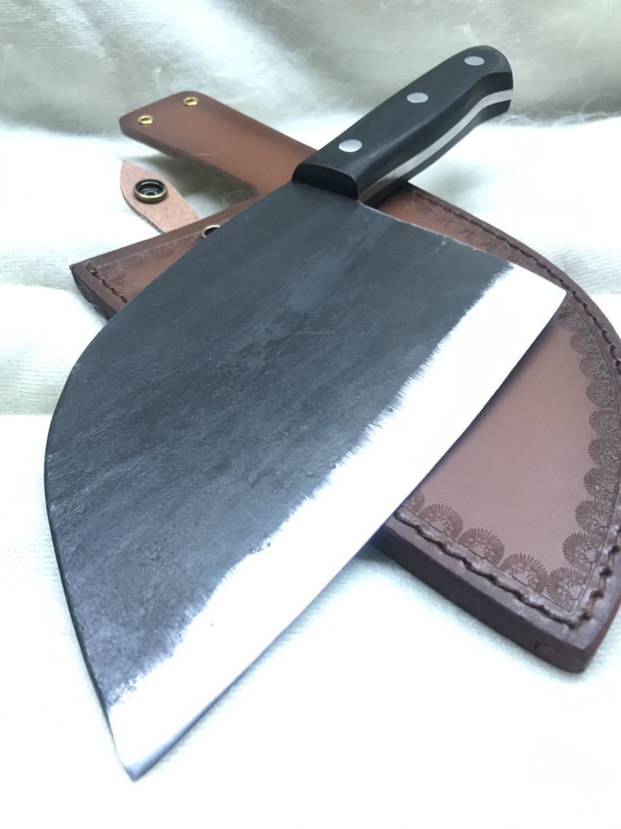 シースナイフ ナイフ : Irai Utaki キャンプ武将 新品未使用 フルタングナイフ 刃厚5mm 革紐グリップ 革シースセット ナンバー1ショップ ナイフショップ トロザフルタングナイフ 1075高炭素鋼 フルタング（キッチン用品・食器・調理器具