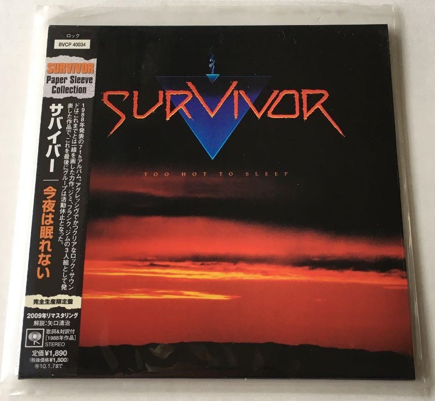 M0357◇SURVIVOR/サバイバー◇TOO HOT TO SLEEP/今夜は眠れない(1CD)紙