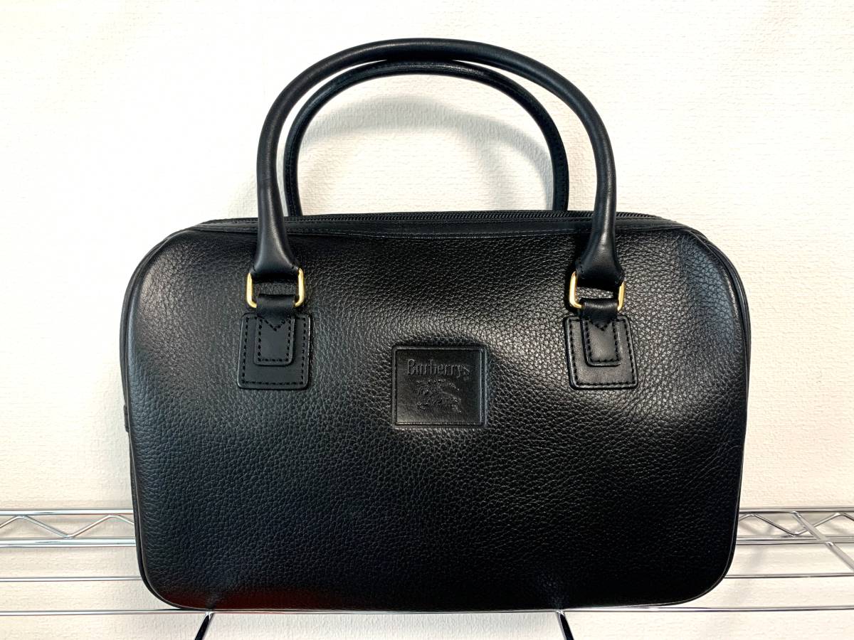 ☆バーバリー Burberrys☆ハンドバッグ レザー ブラック×ゴールド 