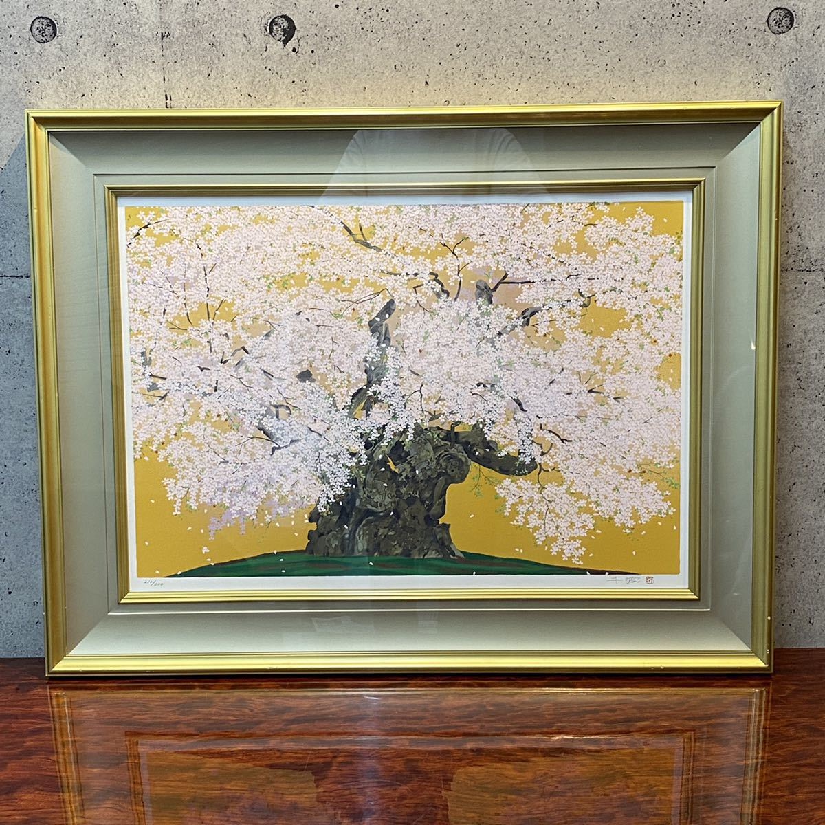 中島千波 作 「山高神代桜」 限定番号210/300番 画面寸法 495×730mm 版