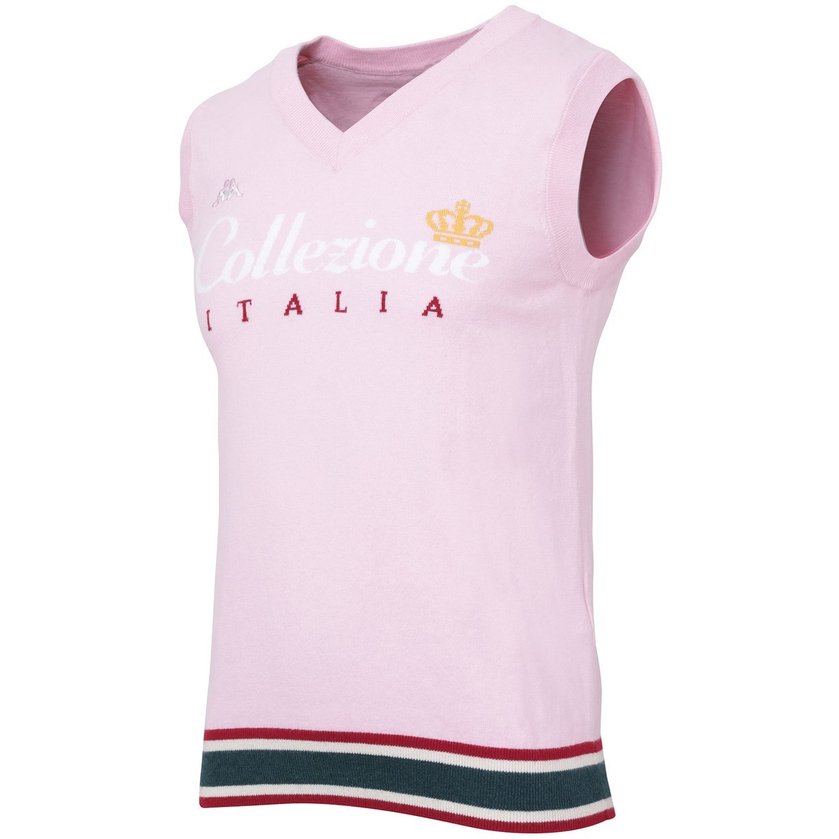 送料無料◆新品◆カッパ Kappa ITALIA レタリング ニットベスト◆(L)◆KC912SW13-PK◆カシミヤ混 Vネックベスト