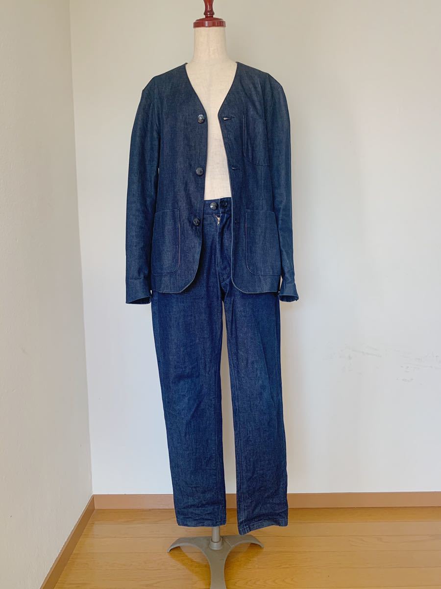 BEAMS F ビームスエフ デニム セットアップ スーツ リネン インディゴ