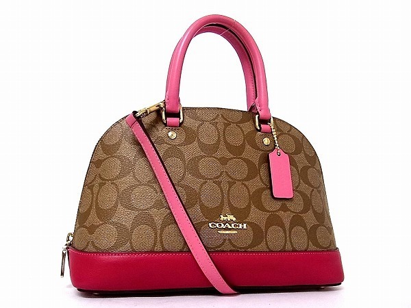 美品　コーチ トートバッグ 1円 □極美品□ COACH コーチ F29566 PVC×レザー ゴールド金具 2WAY