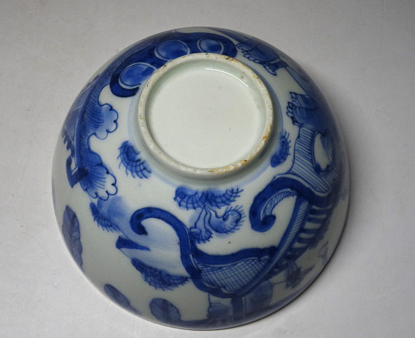 緑屋rc□ 中国古玩 古伊万里 染付 象使い図 碗 鉢 幅約12.5cm 唐物