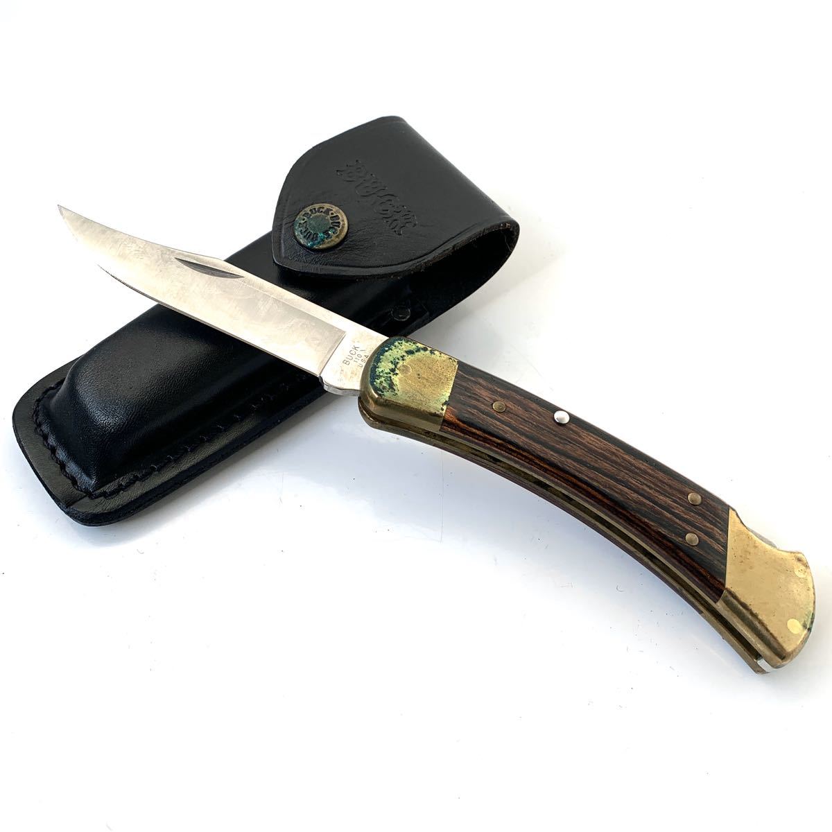 Buck 0 Hunter Sheath - BUCK Leather | Custom Folding Carry フォールディング バックナイフ Knife Horizontal Mountain