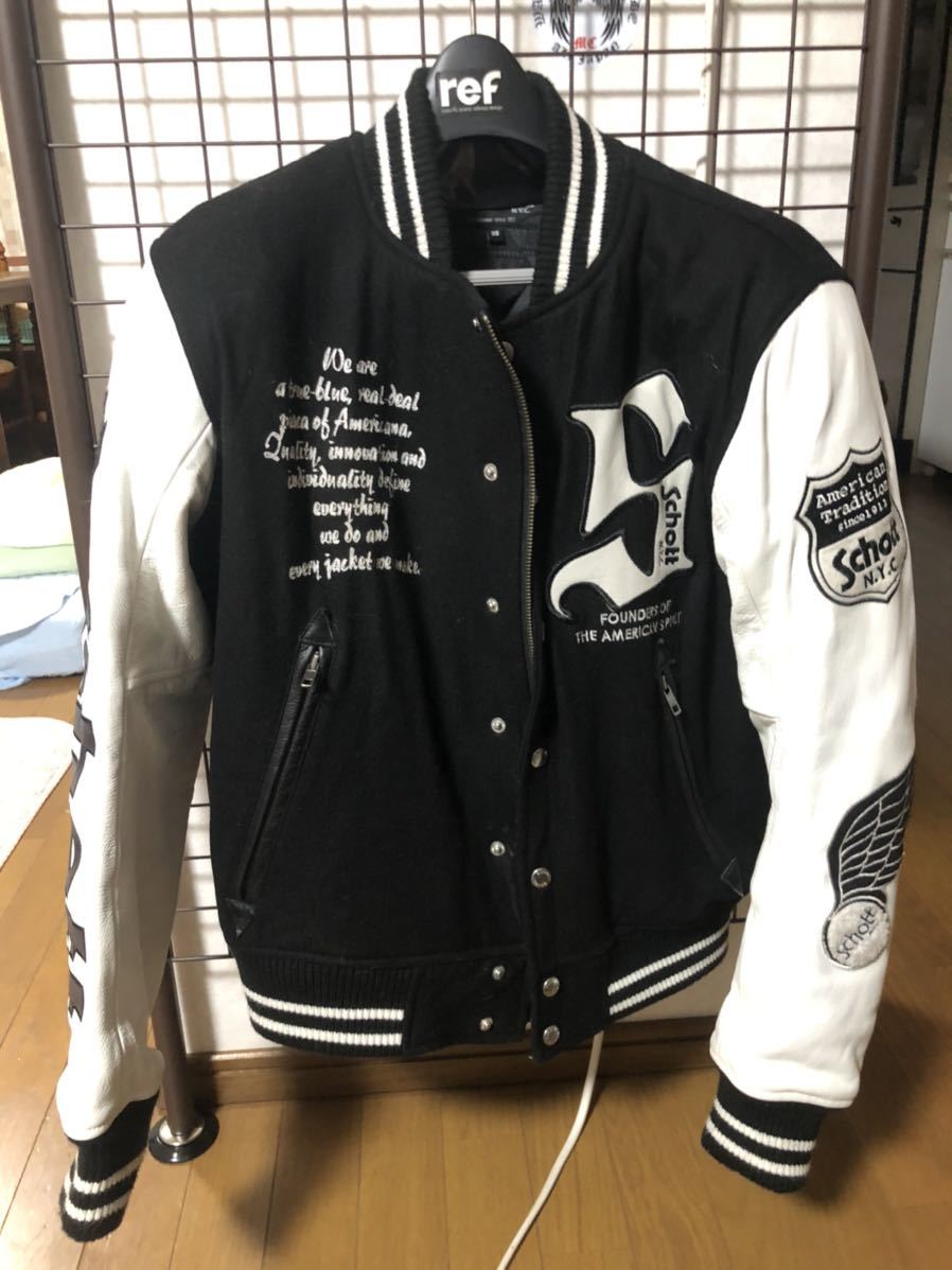 schott スタジャンの通販 schott ショットスタジャン 袖革 バイク防寒 schott スタジャンの通販 schott ショットスタジャン 袖革 バイク防寒