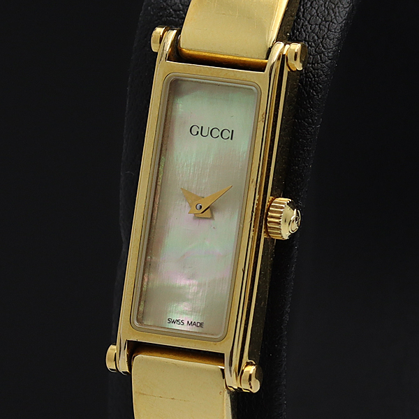 ピンクシェル文字盤 グッチ 1500L 1円 QZ 稼働品GUCCI 腕時計 箱付き