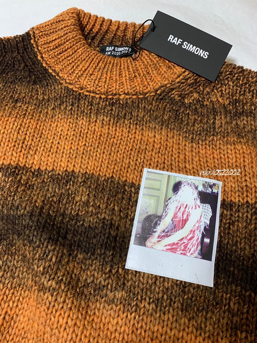 新品《 RAF SIMONS 》STRIPED ROUNDNECK SWEATER WITH POLAROIDS XS 
