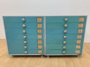 LION 鉄製 蛇腹 シャッター付き 7段引き出し ネームプレート付き