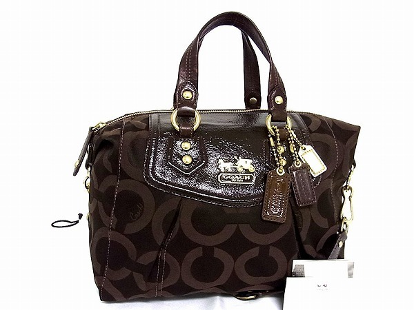 1円 □美品□ COACH コーチ 14294 オプアート キャンバス×パテント 