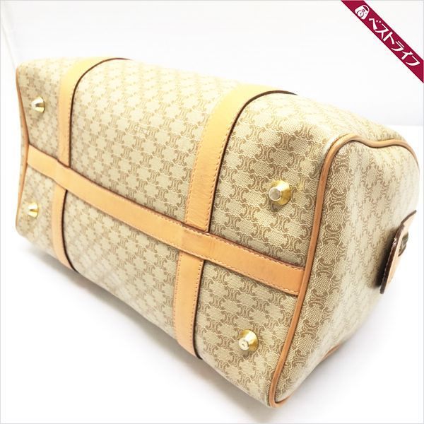 CELINEミニボストンバッグ マカダム柄 ゴールド金具 PVC ブラウン