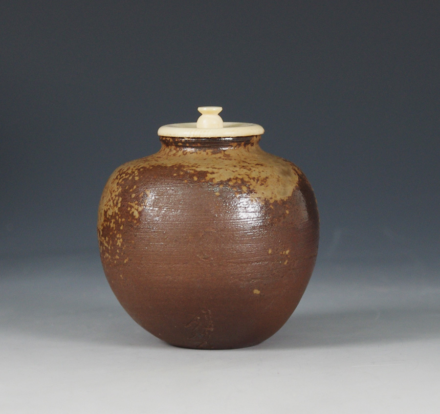 木村陶峰 作 備前文林茶入 共箱 茶道具 保証品