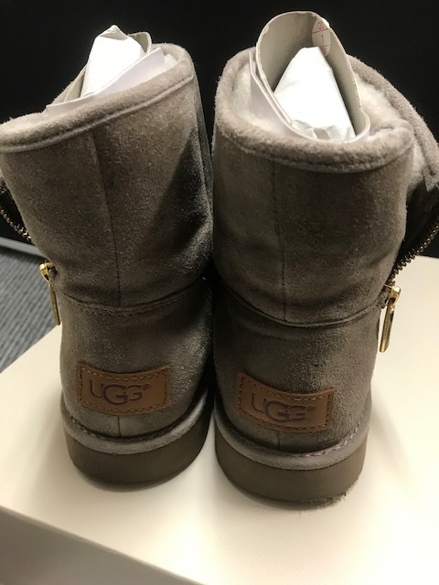 UGG ムートンブーツ W KIP ブラウングレー 24cm サイドファスナー 美品 