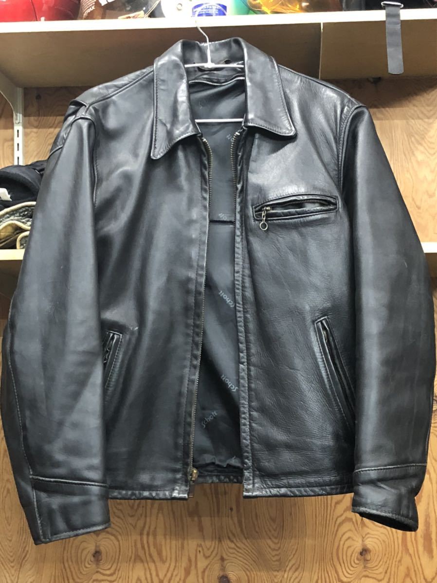 ショット　シングルライダース 革ジャン lot1323　Schott ライダースジャケット レザージャケット size36