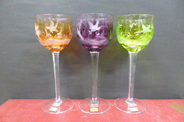 ☆共箱 未使用保管品☆ モーゼル クリスタルガラス MOSER ハード（鳥 