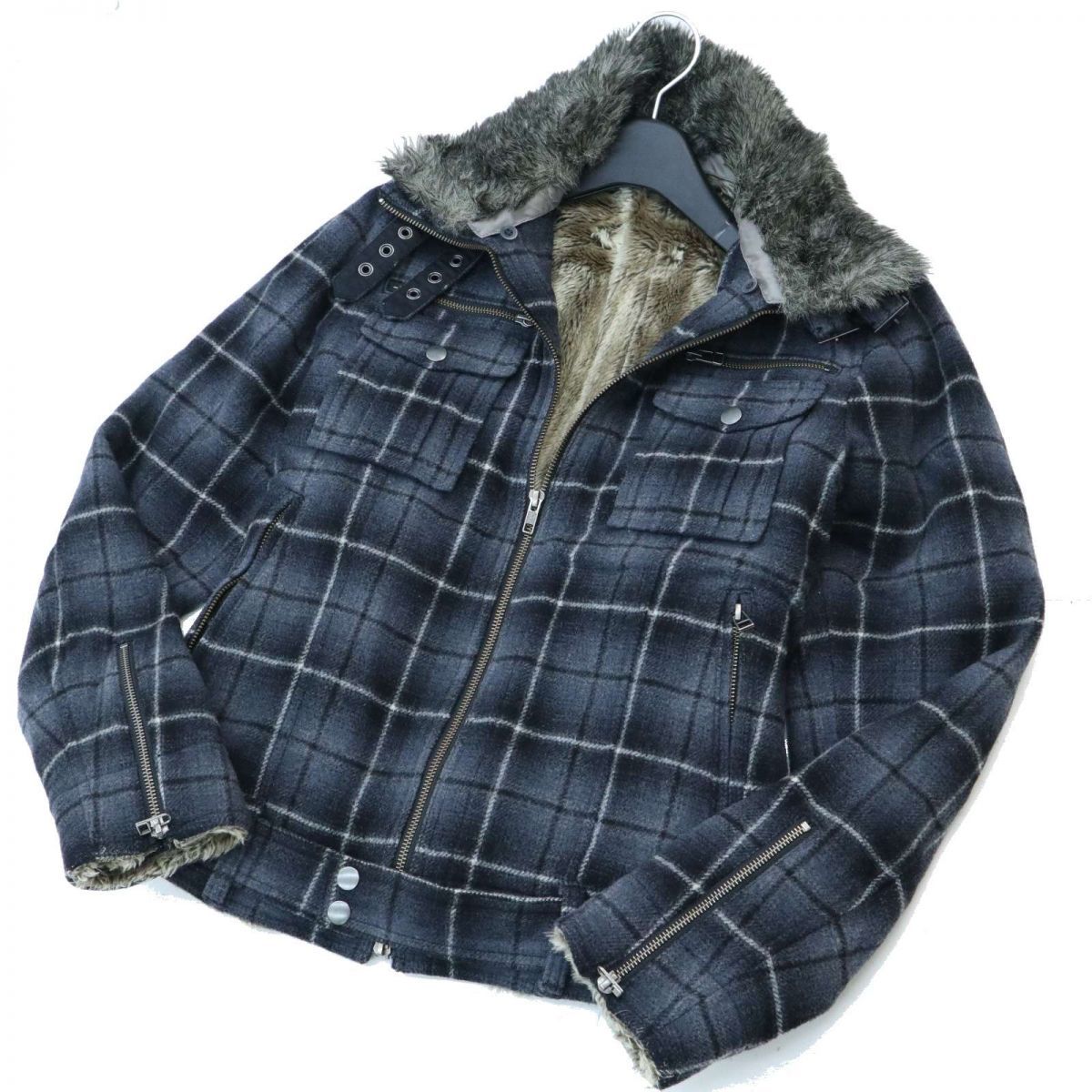 Edge Rupert ルパート 秋冬 ファー 裏ボア 中綿 ウール シングル ライダース チェック ジャケット ブルゾン Sz 3 メンズ 灰 A0t00433 C N ジャンパー ブルゾン 売買されたオークション情報 Yahooの商品情報をアーカイブ公開 オークファン Aucfan Com