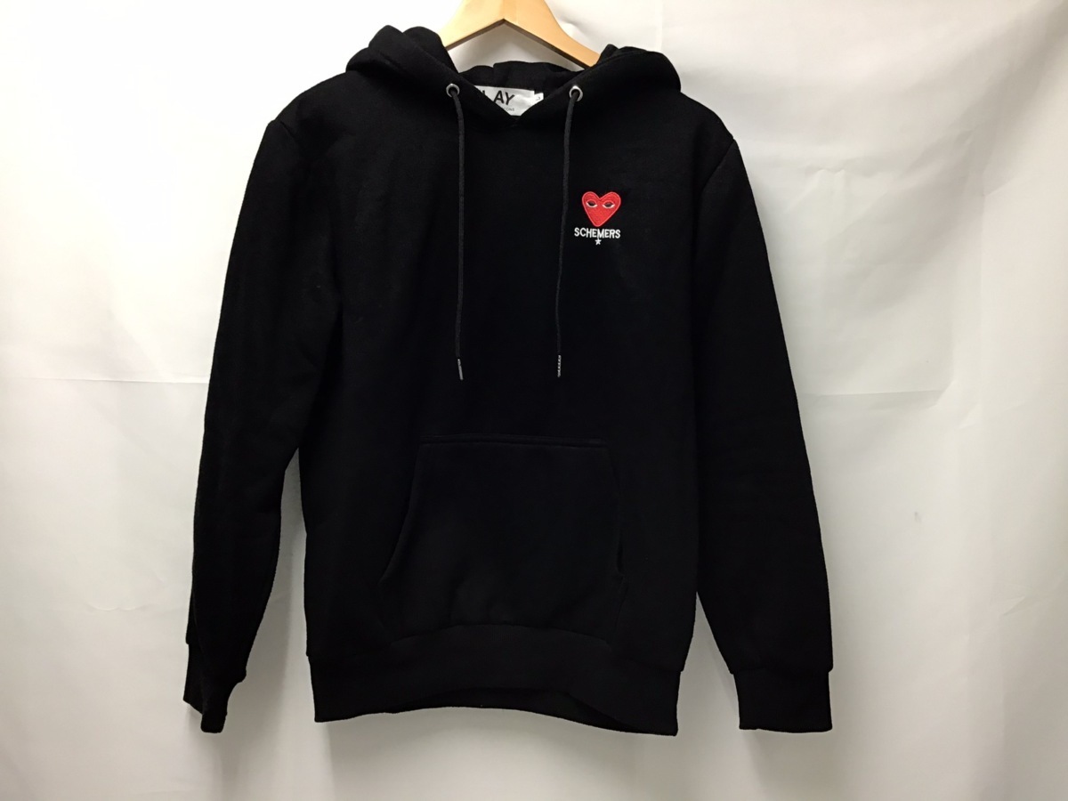 COMME des GARÇONS PLAY ブラックパーカー Lサイズ PLAY ハート刺繍 黒