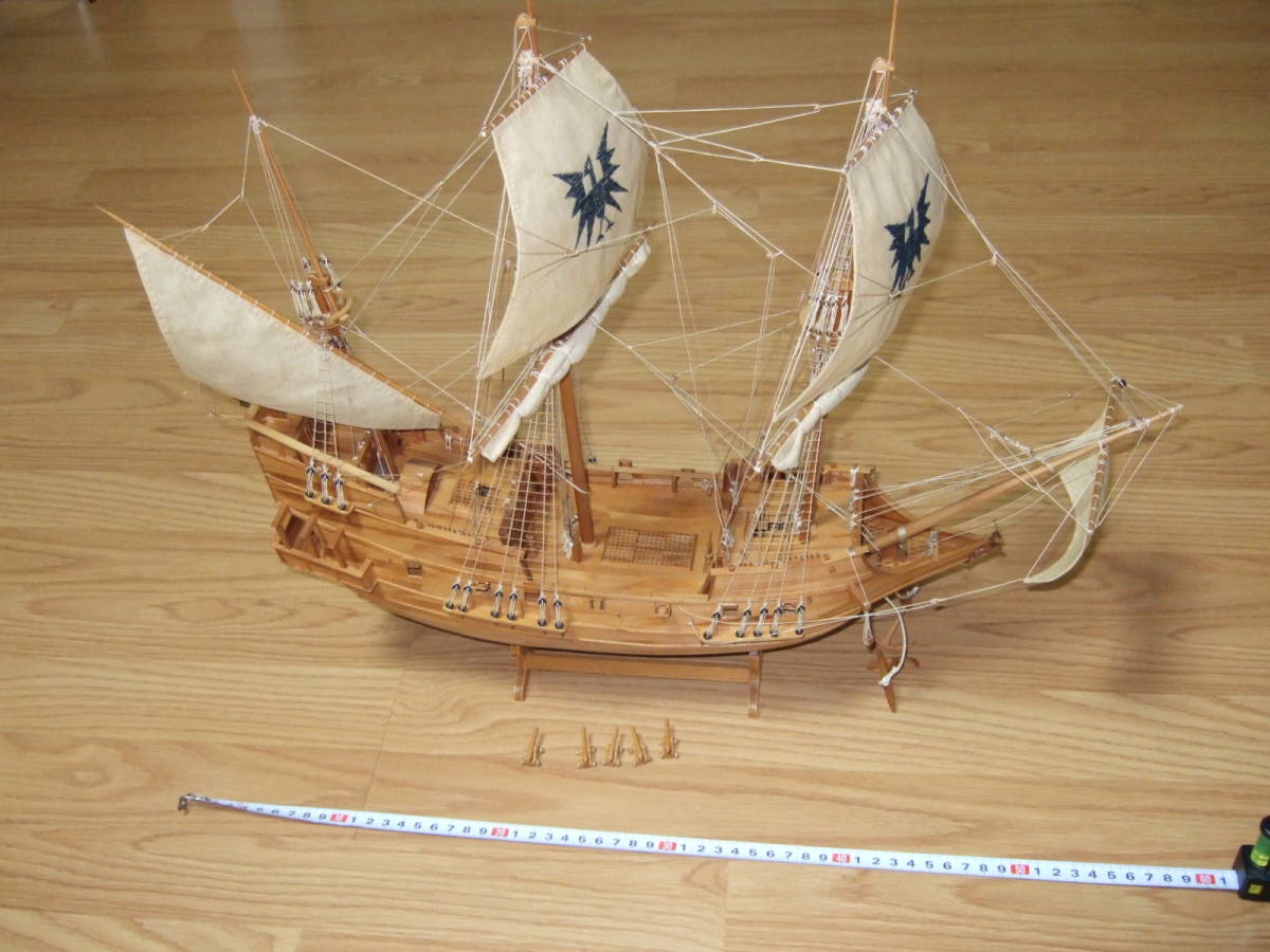 木造帆船模型　全長約55cm 全高50cm　