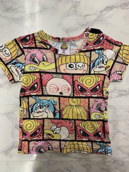 □HYSTERIC MINI☆ヒスベイビー総柄☆子供用半袖Tシャツ 90【中古 