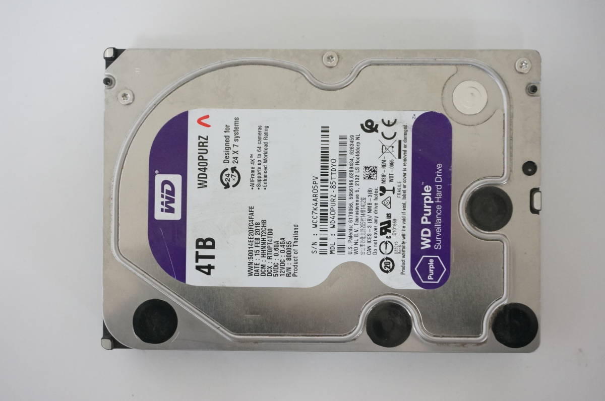 WD 4TB HDD WD40PURZ Purple DIGITAL WESTERN 内蔵HDD 3.5インチ [4TB