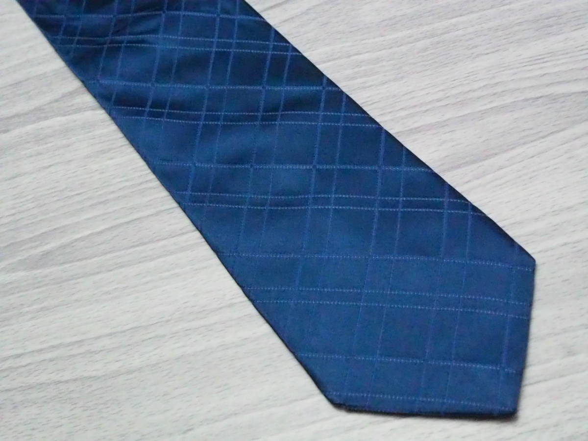 美品【バーバリー BURBERRY】チェック柄 ネクタイ NAVY 紺 ネイビー
