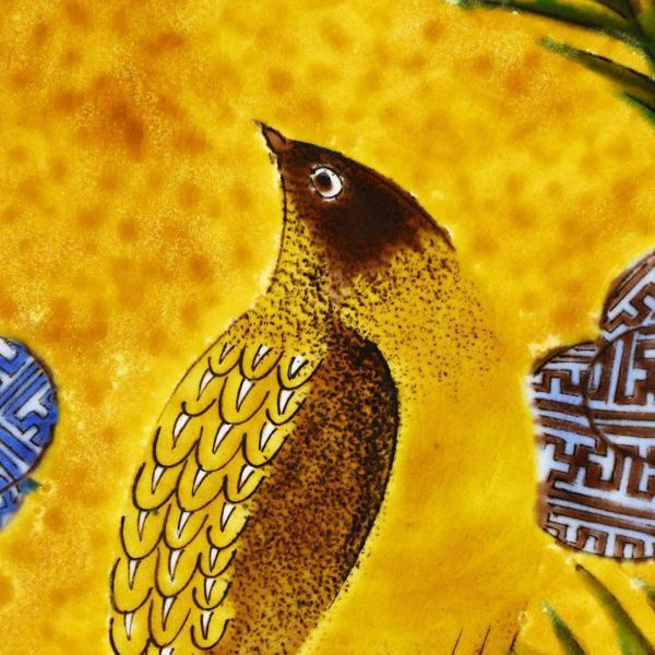 真作】【WISH】二代浅蔵五十吉「釉彩草近二遊ぶ 飾皿」九谷焼 共箱 共