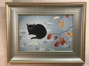 証明シール 10号 - 〇文化 真作WISH山口華楊「風光る」木版画 花鳥図