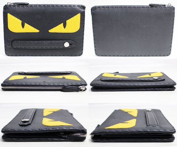【中古】フェンディ FENDI クラッチバッグ モンスター バッグバグズ セレリア カーフ 7VA350 ブラック FENDI クラッチバッグ モンスター 二 バグズアイ パイソン