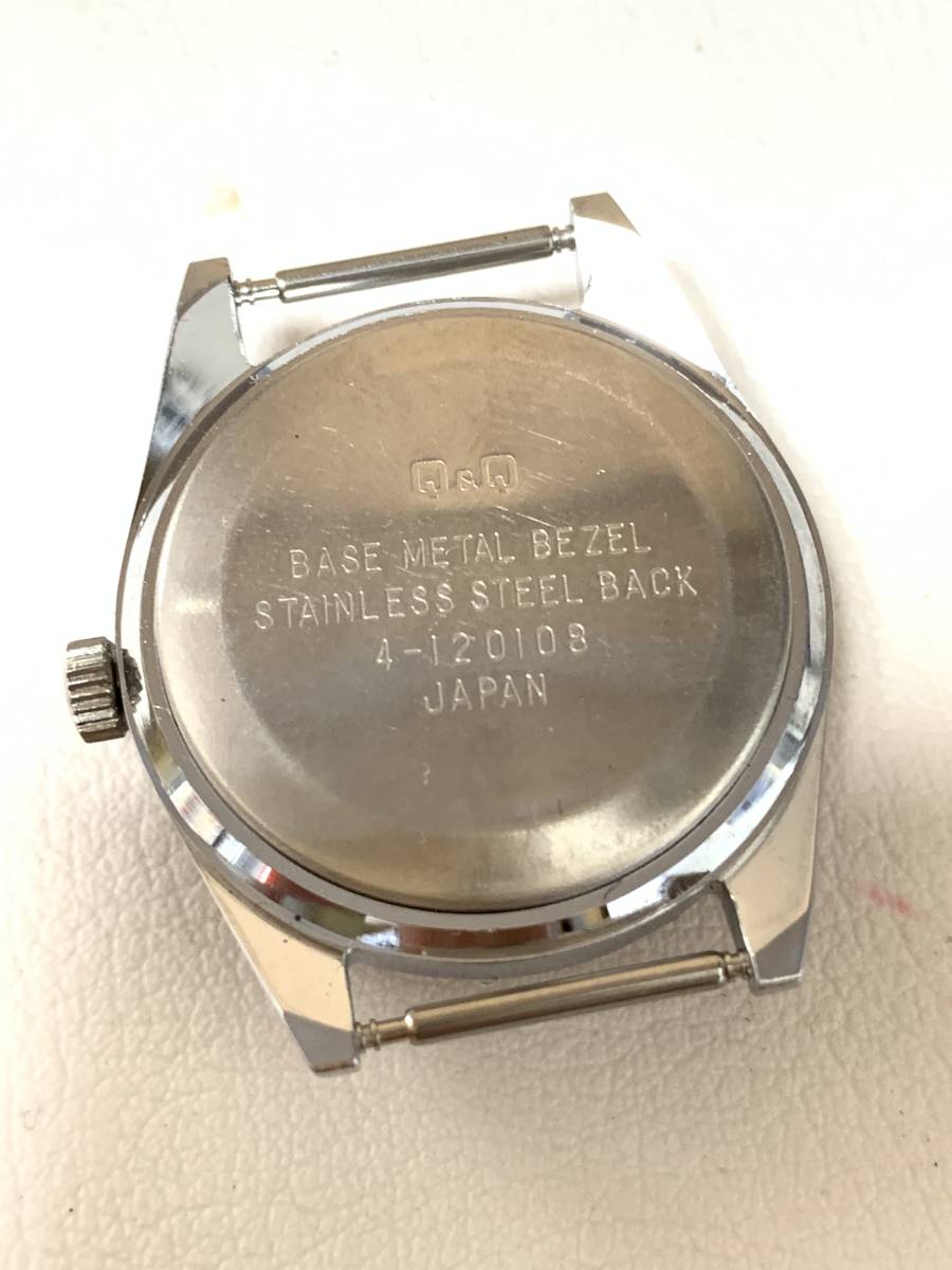 稼働 Q&Q 手巻き 腕時計 シチズン CITIZEN レトロ BASE METAL BEZEL STAINLESS STEEL BACK 4