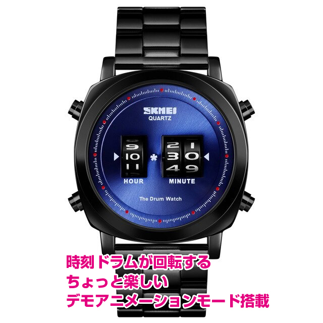 30m防水 メンズ ローラー デジタルアナログ腕時計 ステンレス BKｘBL ビジネス、カジュアル、スポーツ