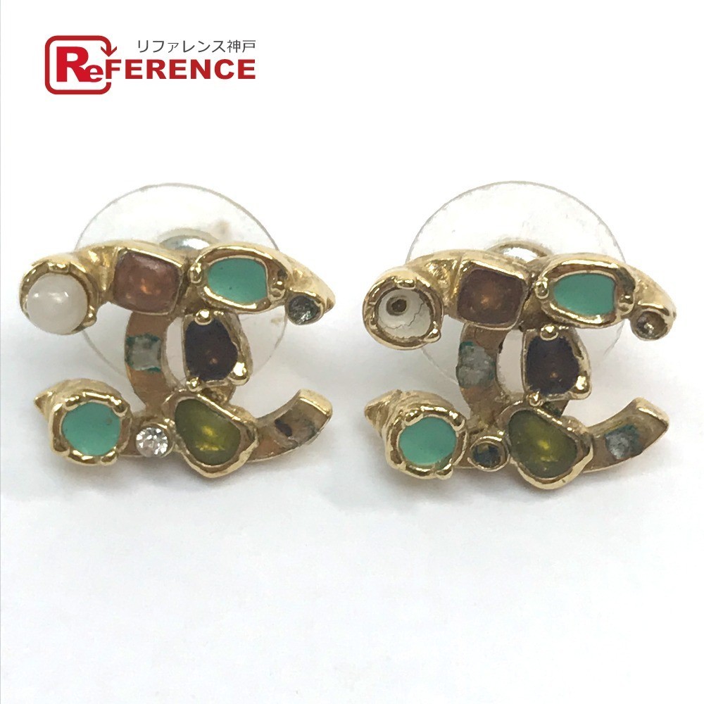 CHANEL シャネル CC ココマーク ストーン ピアス アクセサリー GP 