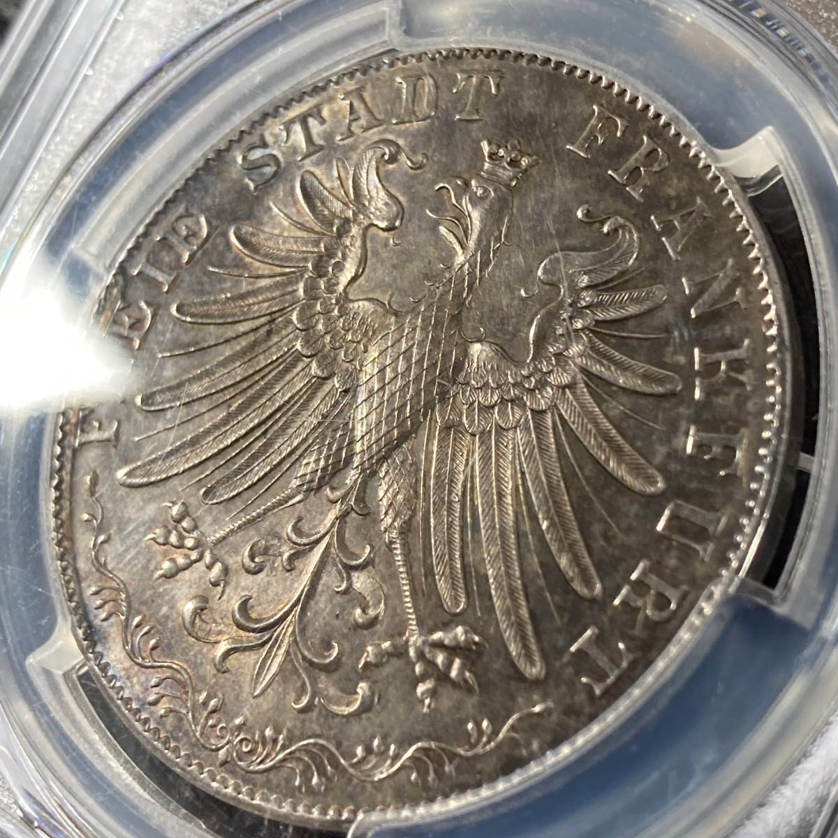 ゲーテ生誕100年記念】1849年 フランクフルト 2 グルテン 銀貨 ドイツ イーグル ターラー PCGS MS62 鑑定 アンティークコイン  第57回 日本コインオークション(2023⁄6) 下見の感想｜オーライズドコイン