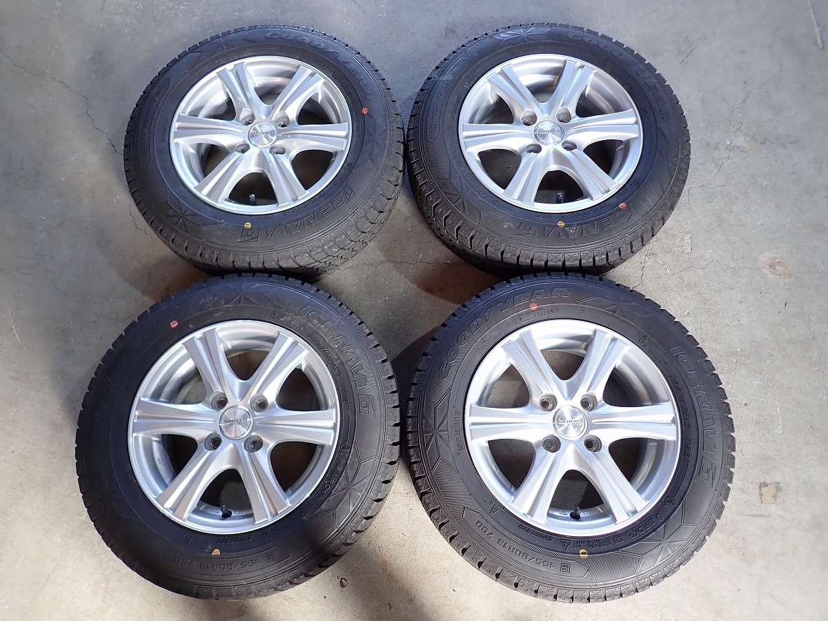 【激安大特価，限定SALE】 EF4372 155/80R13 パッソ 35系 10系 プラッツ ヴィッツ ブーン等 スタッドレスセット 13&times;5J 100/4H ET35(スタッドレスタイヤ)｜売買されたオークション情報、yahooの商品情報をアーカイブ公開 - オー 4穴