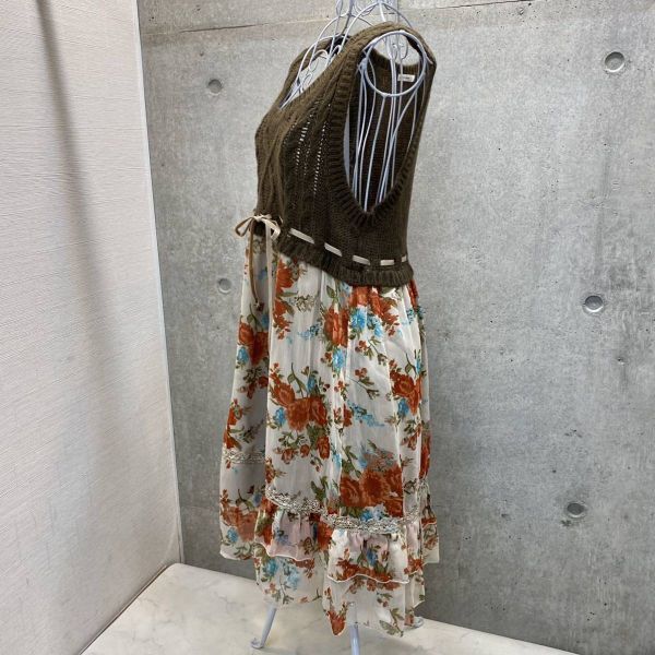 1回のみ着用 Axes Femme ニット ワンピース 花柄 ピンク ノースリーブ ブラウン 茶 M アクシーズファム レディース ワンピース 売買されたオークション情報 Yahooの商品情報をアーカイブ公開 オークファン Aucfan Com