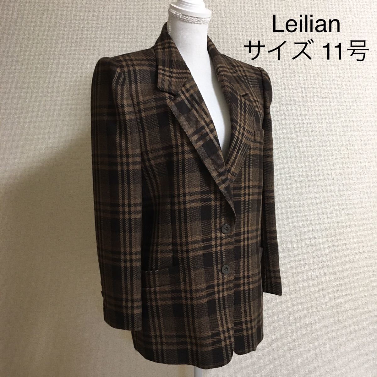 Leilian レリアン テーラードジャケット 11号 黒 上品 通勤 OL leilian