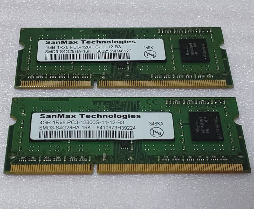 SanMax SMD3-S4G28HA-16K 2枚セット #5 - PC3-12800S(DDR3-1600) Hynix