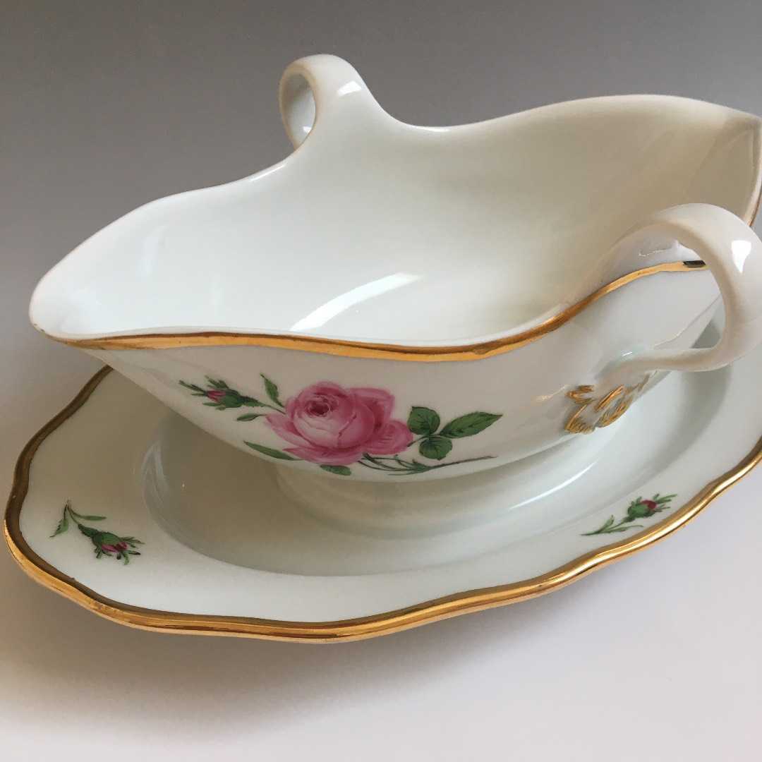 マイセン ピンクローズ グレイビーボート ソースポット 極美品 Meissen 